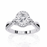 1 Carat Oval Cut Solitaire in Halo Setting - Image 4