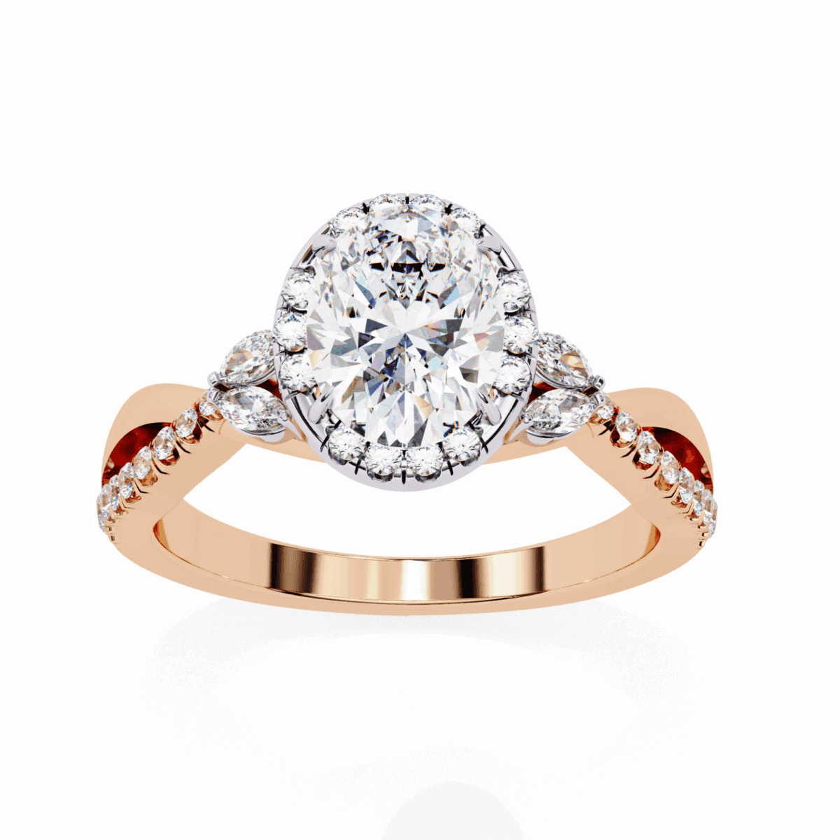 1 Carat Oval Cut Solitaire in Halo Setting  Image 11