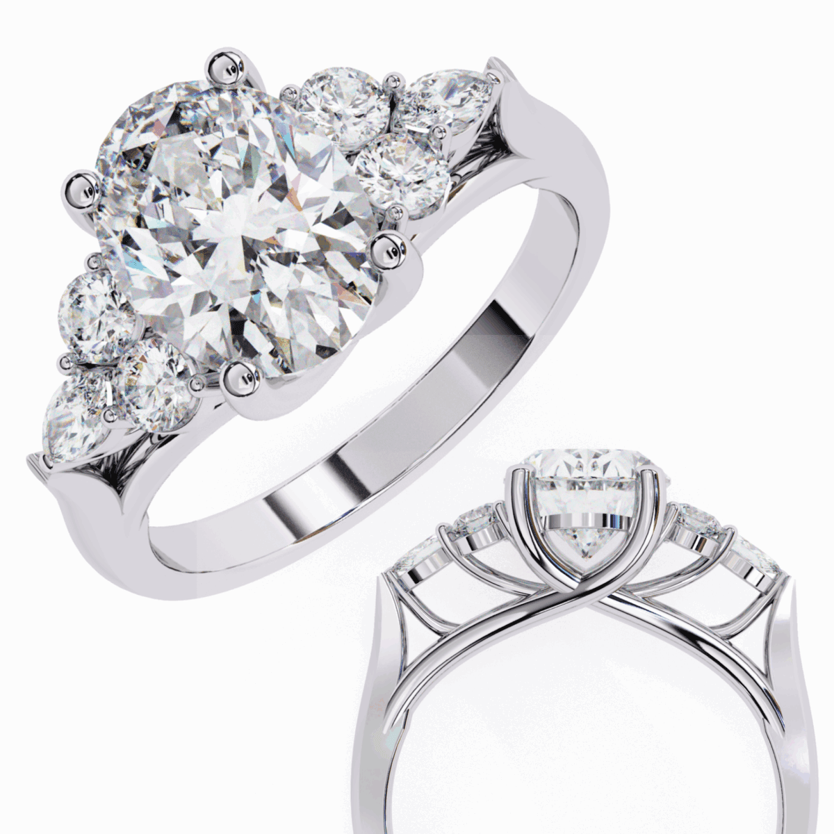 2.5 Carat Oval Cut Solitaire in Bezel Setting  Image 5