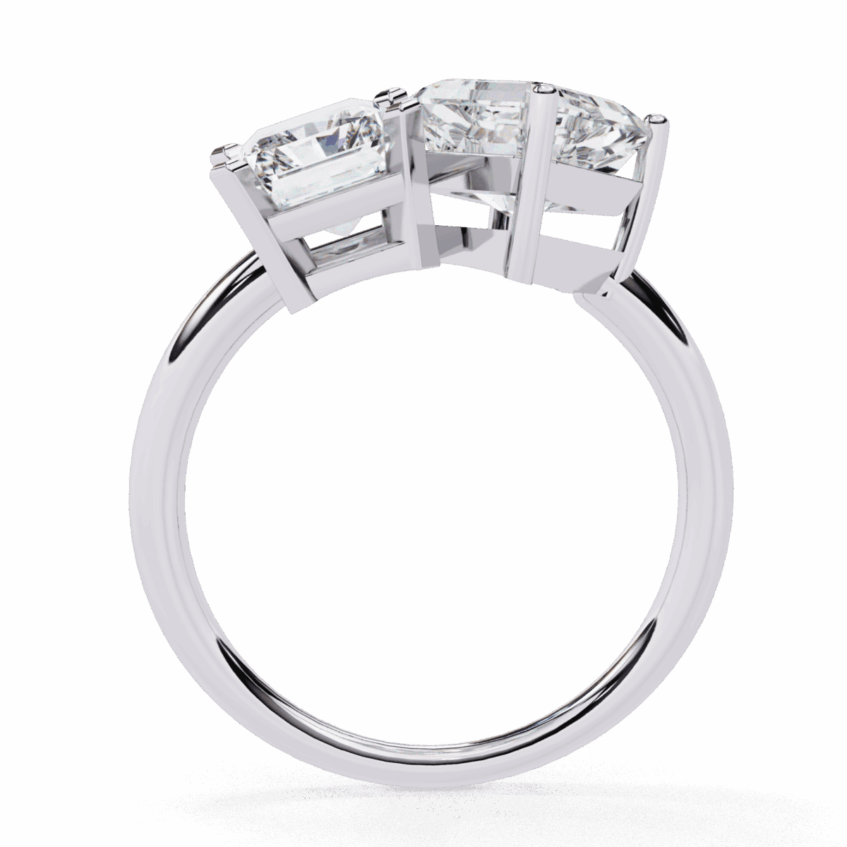 4.25 Carat Radiant and Emerald Cut Toi et Moi Solitaire Ring  Image 3
