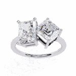 4.25 Carat Radiant and Emerald Cut Toi et Moi Solitaire Ring - Image 4