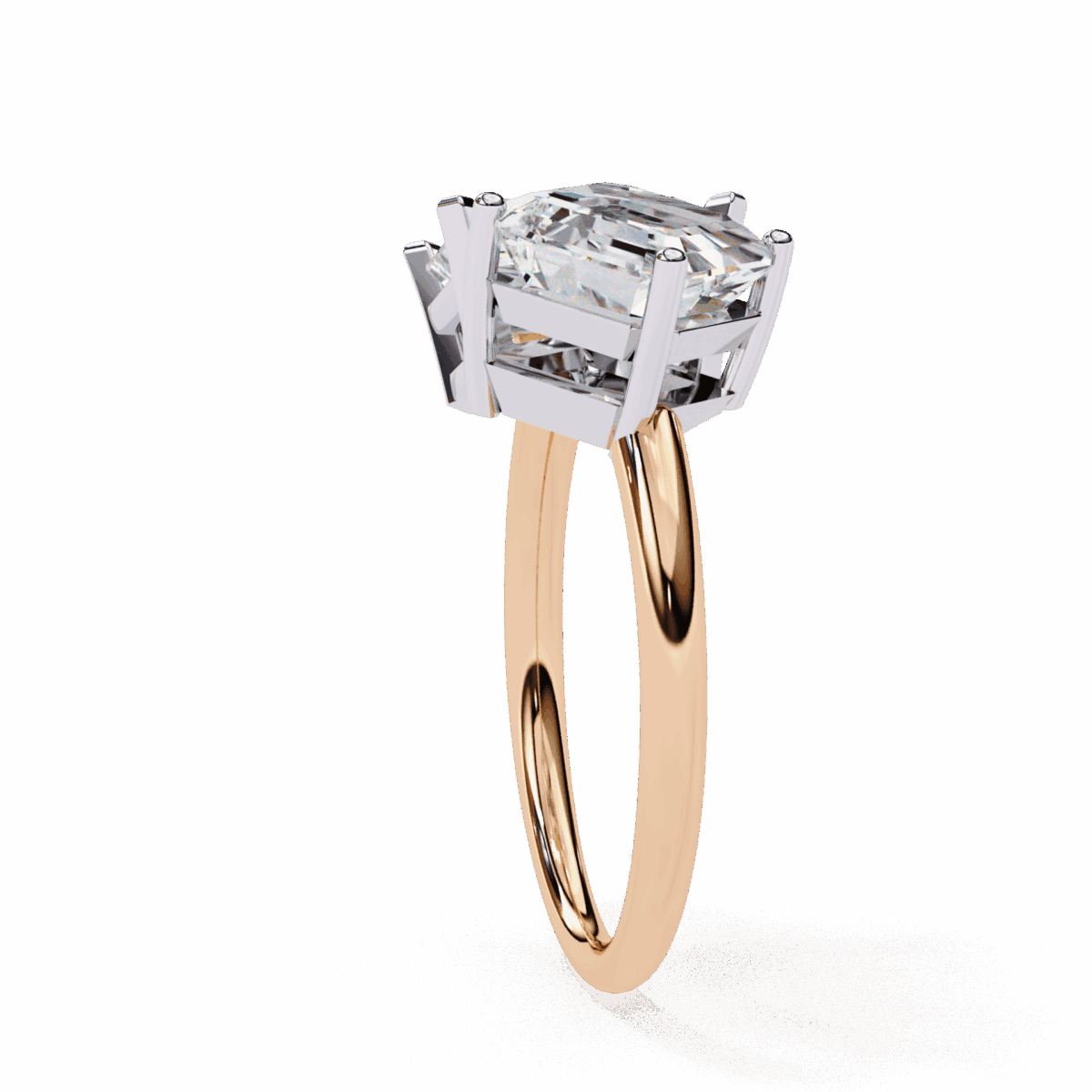 4.25 Carat Radiant and Emerald Cut Toi et Moi Solitaire Ring  Image 10