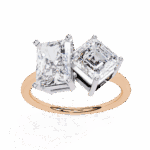 4.25 Carat Radiant and Emerald Cut Toi et Moi Solitaire Ring - Image 12