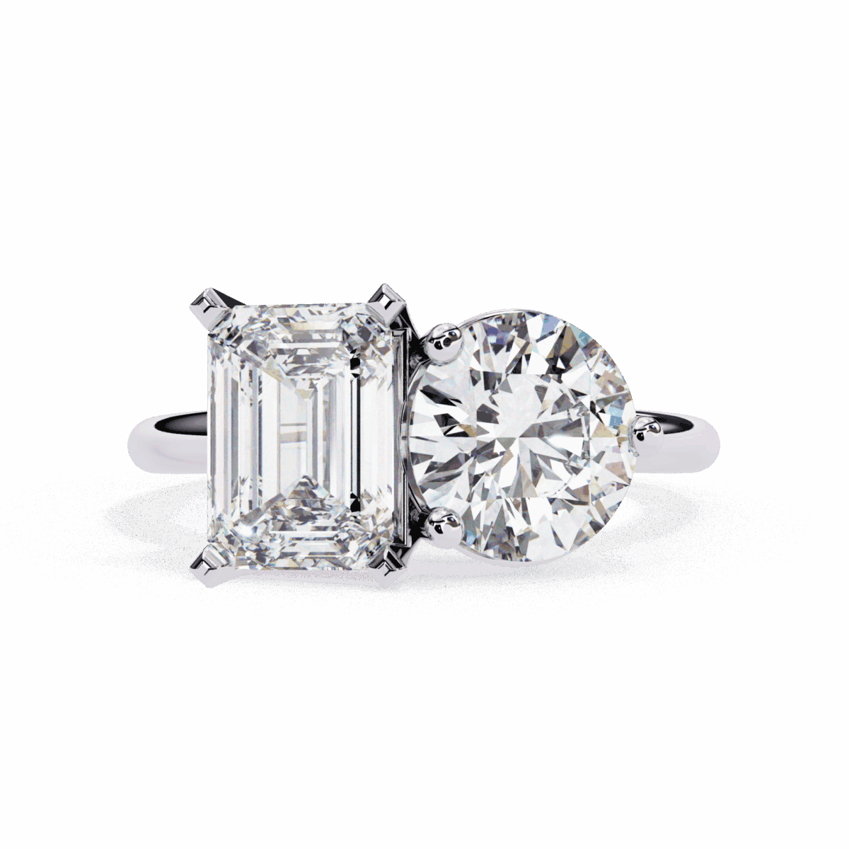 4 Carat Radiant and Round Cut Toi et Moi Solitaire Ring  Image 1