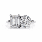 4 Carat Radiant and Round Cut Toi et Moi Solitaire Ring