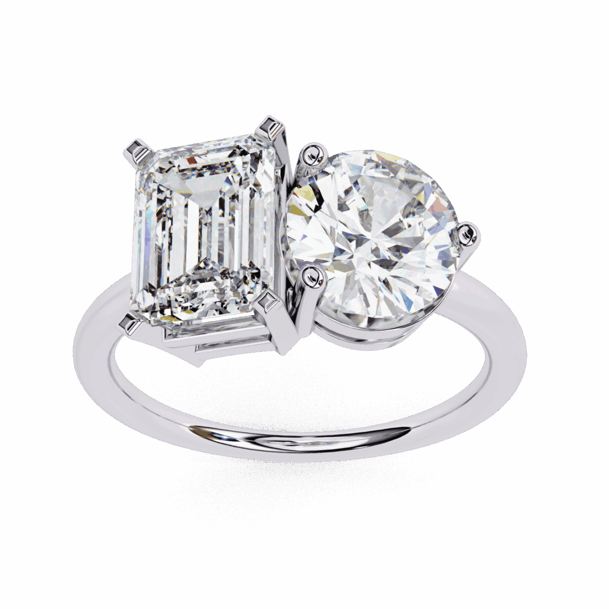 4 Carat Radiant and Round Cut Toi et Moi Solitaire Ring  Image 4