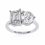 4 Carat Radiant and Round Cut Toi et Moi Solitaire Ring - Image 4