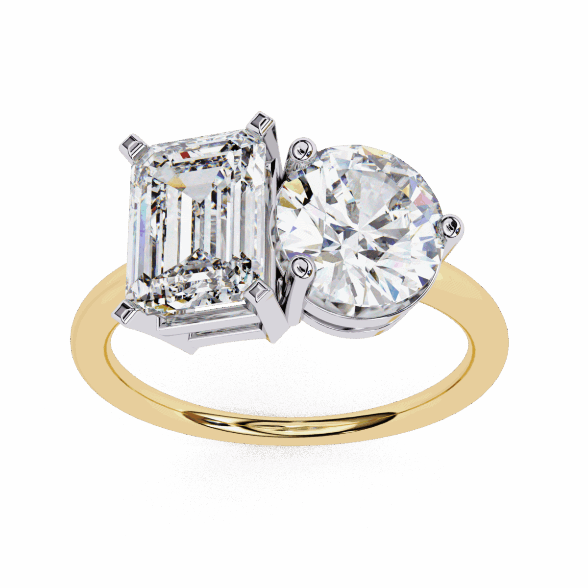 4 Carat Radiant and Round Cut Toi et Moi Solitaire Ring  Image 8