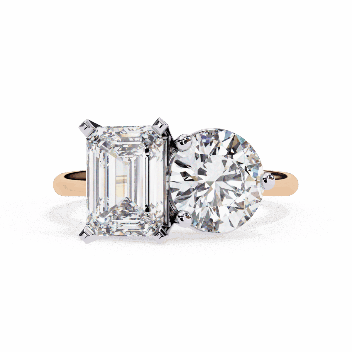4 Carat Radiant and Round Cut Toi et Moi Solitaire Ring  Image 9