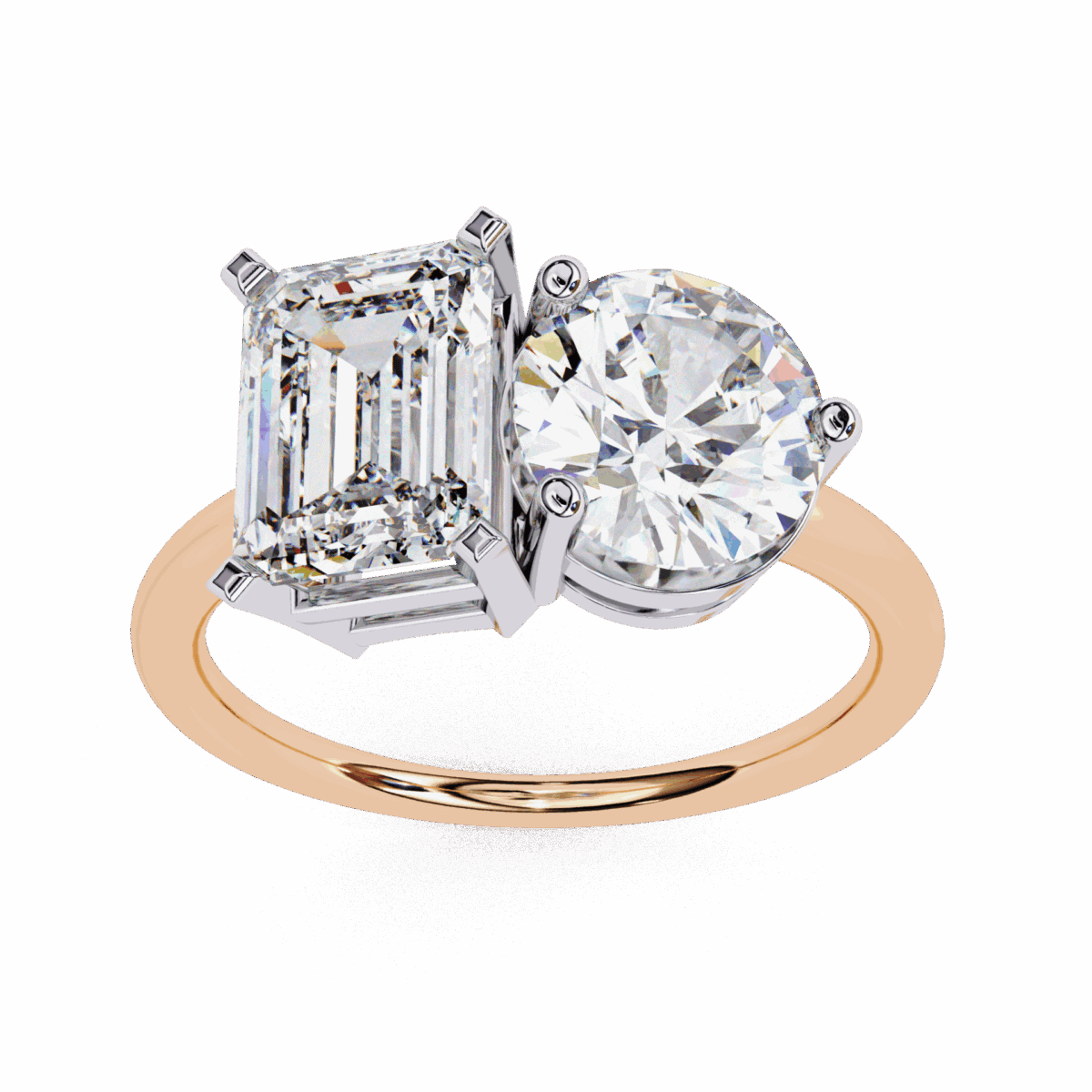 4 Carat Radiant and Round Cut Toi et Moi Solitaire Ring  Image 12