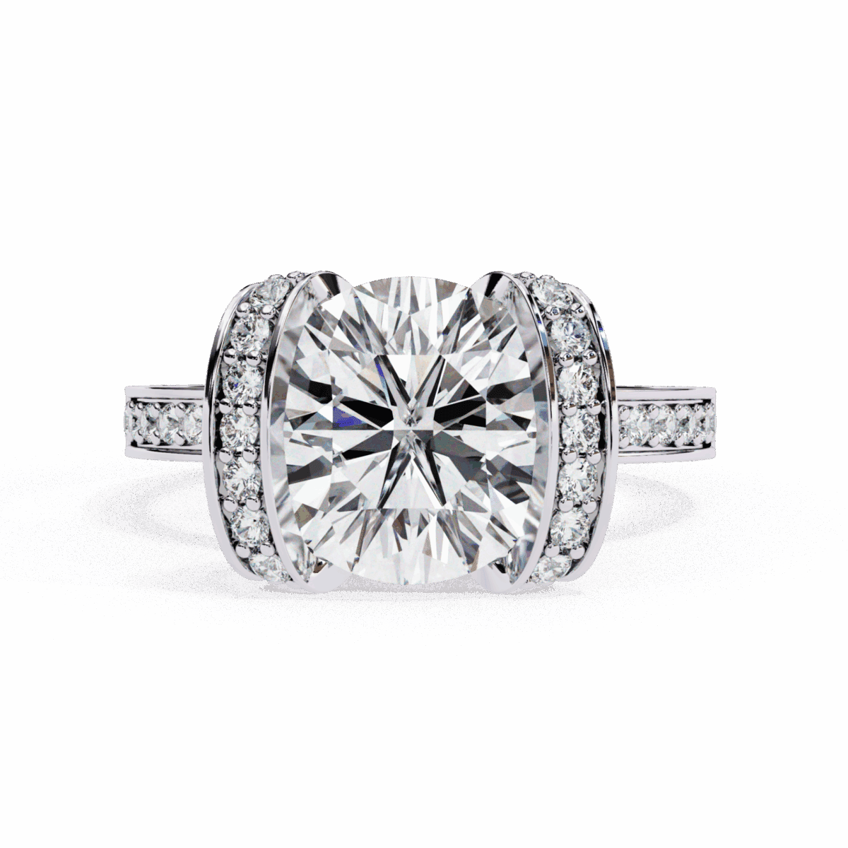 3.25 Carat Round Cut Solitaire in Hidden Halo  Image 1