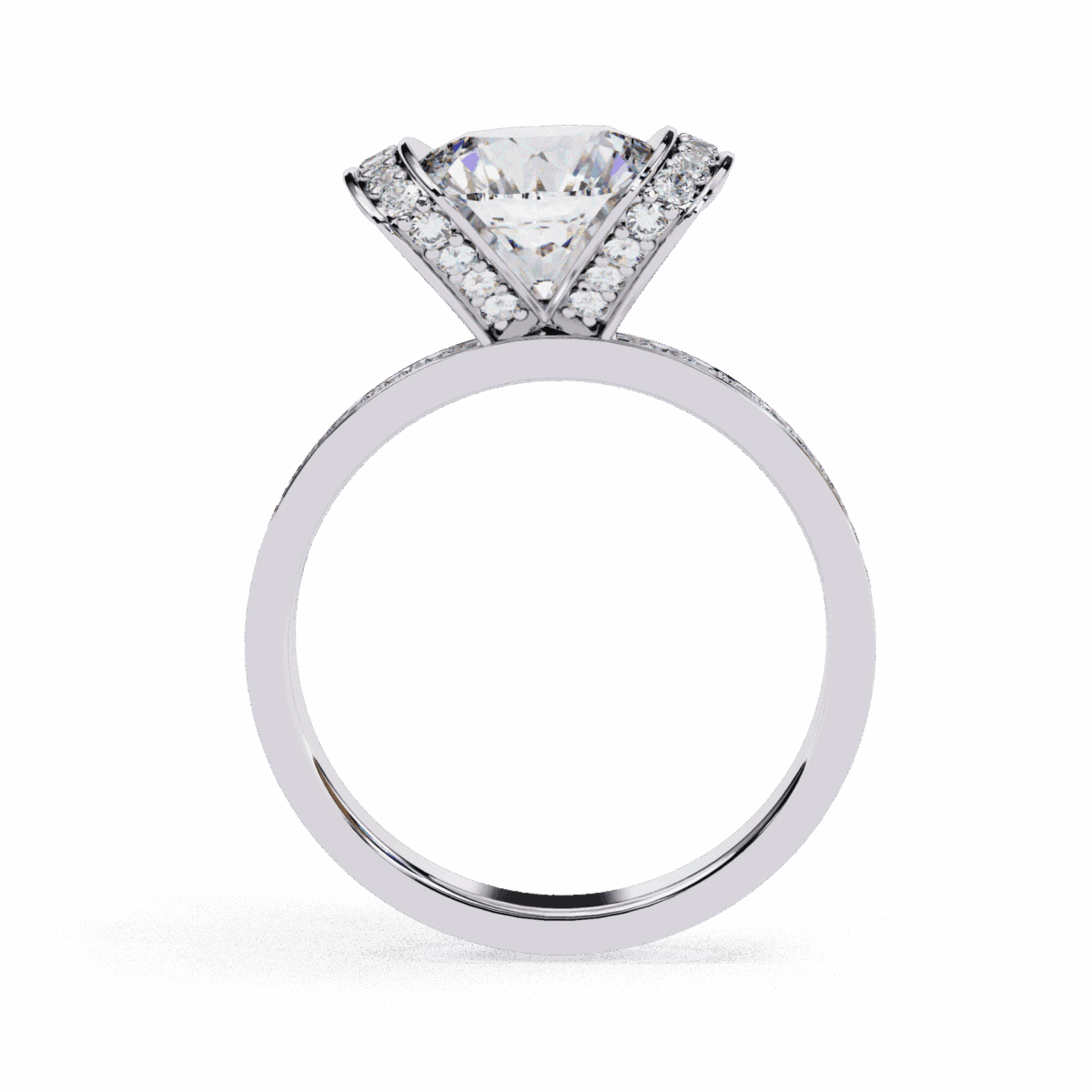 3.25 Carat Round Cut Solitaire in Hidden Halo  Image 3