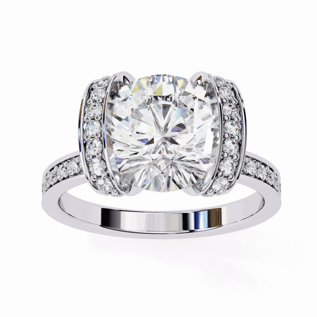 3.25 Carat Round Cut Solitaire in Hidden Halo  Image 4