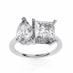 4.25 Carat Pear and Princess Cut Toi et Moi Solitaire Ring - Image 4