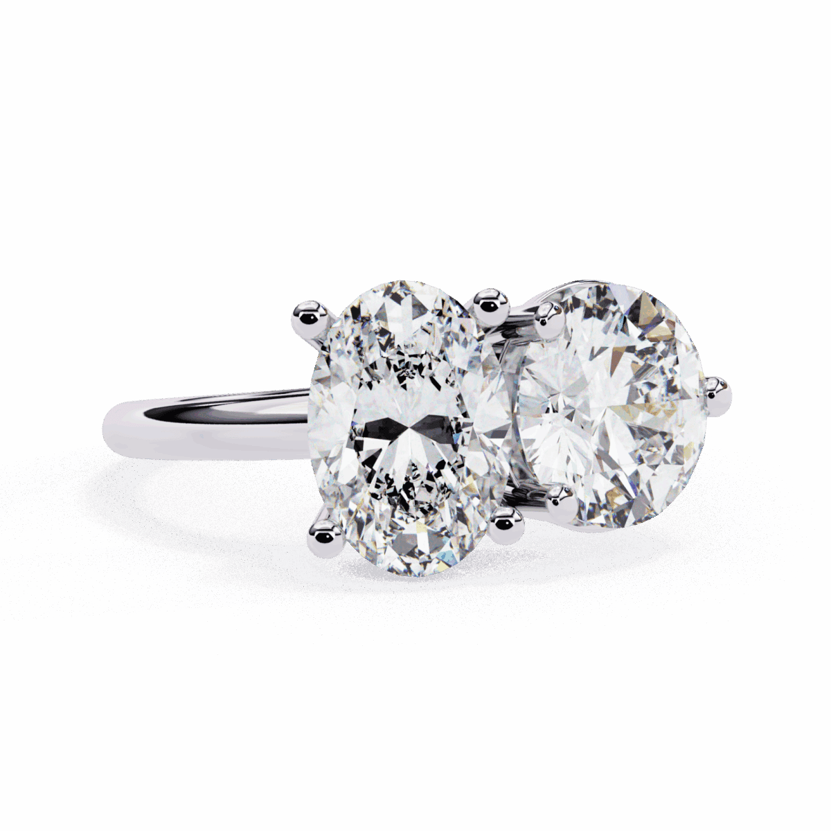 3.25 Carat Oval and Round Cut Toi et Moi Solitaire Ring  Image 1