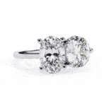 3.25 Carat Oval and Round Cut Toi et Moi Solitaire Ring