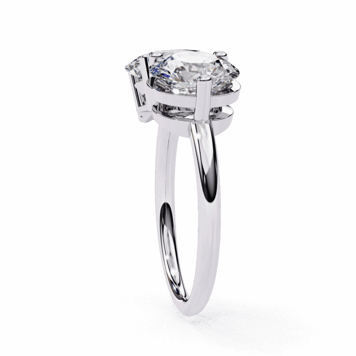 3.25 Carat Oval and Round Cut Toi et Moi Solitaire Ring  Image 2