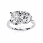 3.25 Carat Oval and Round Cut Toi et Moi Solitaire Ring - Image 4