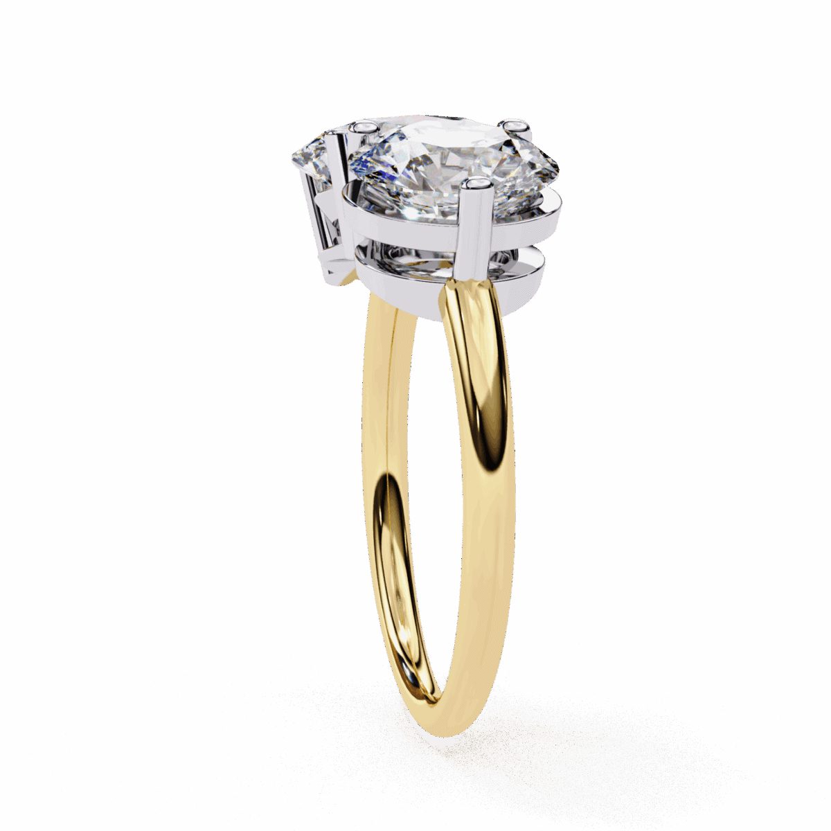 3.25 Carat Oval and Round Cut Toi et Moi Solitaire Ring  Image 6