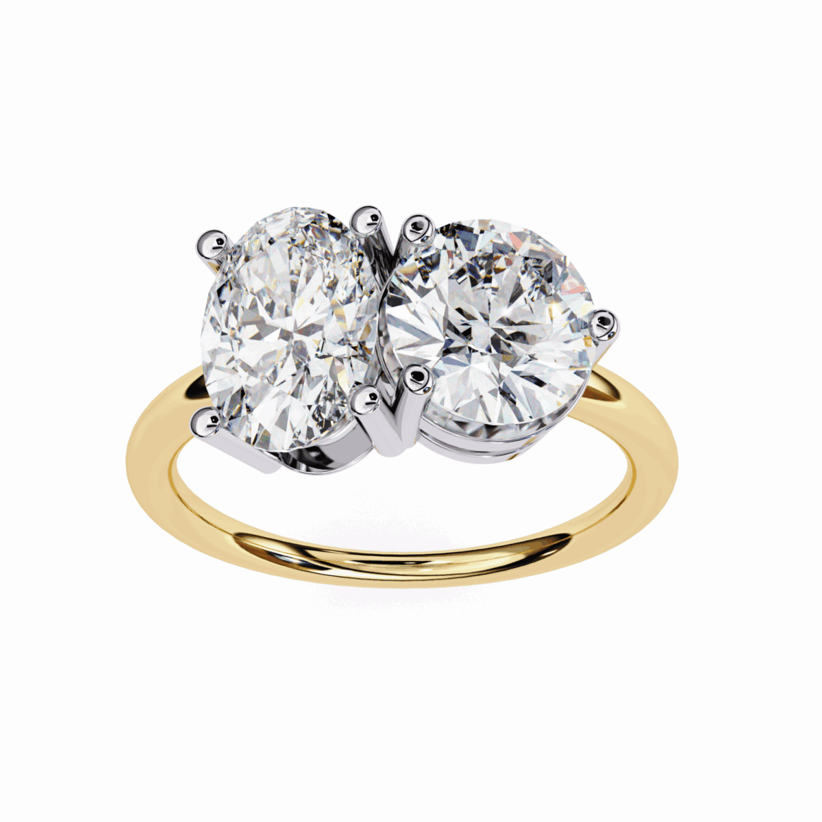 3.25 Carat Oval and Round Cut Toi et Moi Solitaire Ring  Image 8