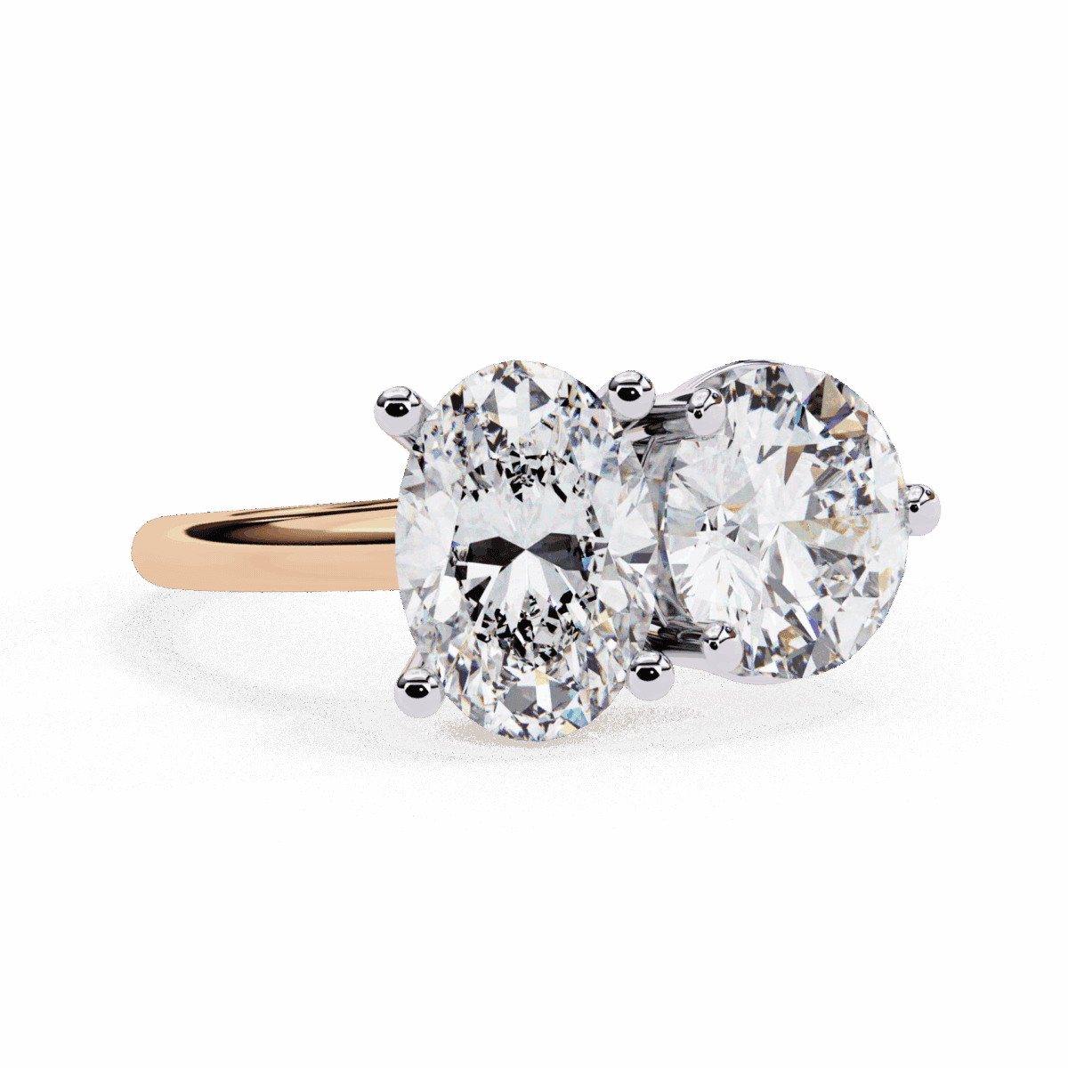 3.25 Carat Oval and Round Cut Toi et Moi Solitaire Ring  Image 9