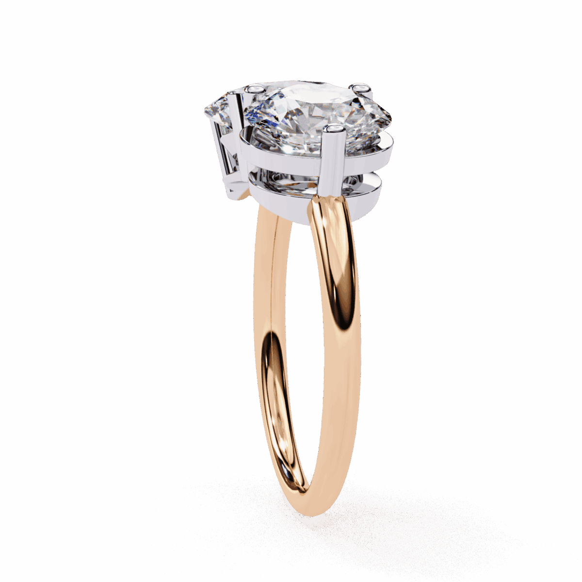 3.25 Carat Oval and Round Cut Toi et Moi Solitaire Ring  Image 10