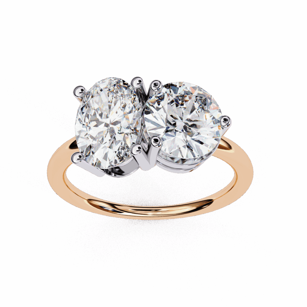 3.25 Carat Oval and Round Cut Toi et Moi Solitaire Ring  Image 12