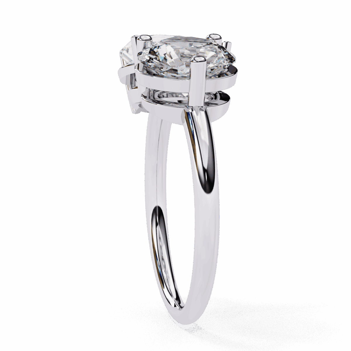 3.75 Carat Pear and Round Cut Toi et Moi Solitaire Ring  Image 2