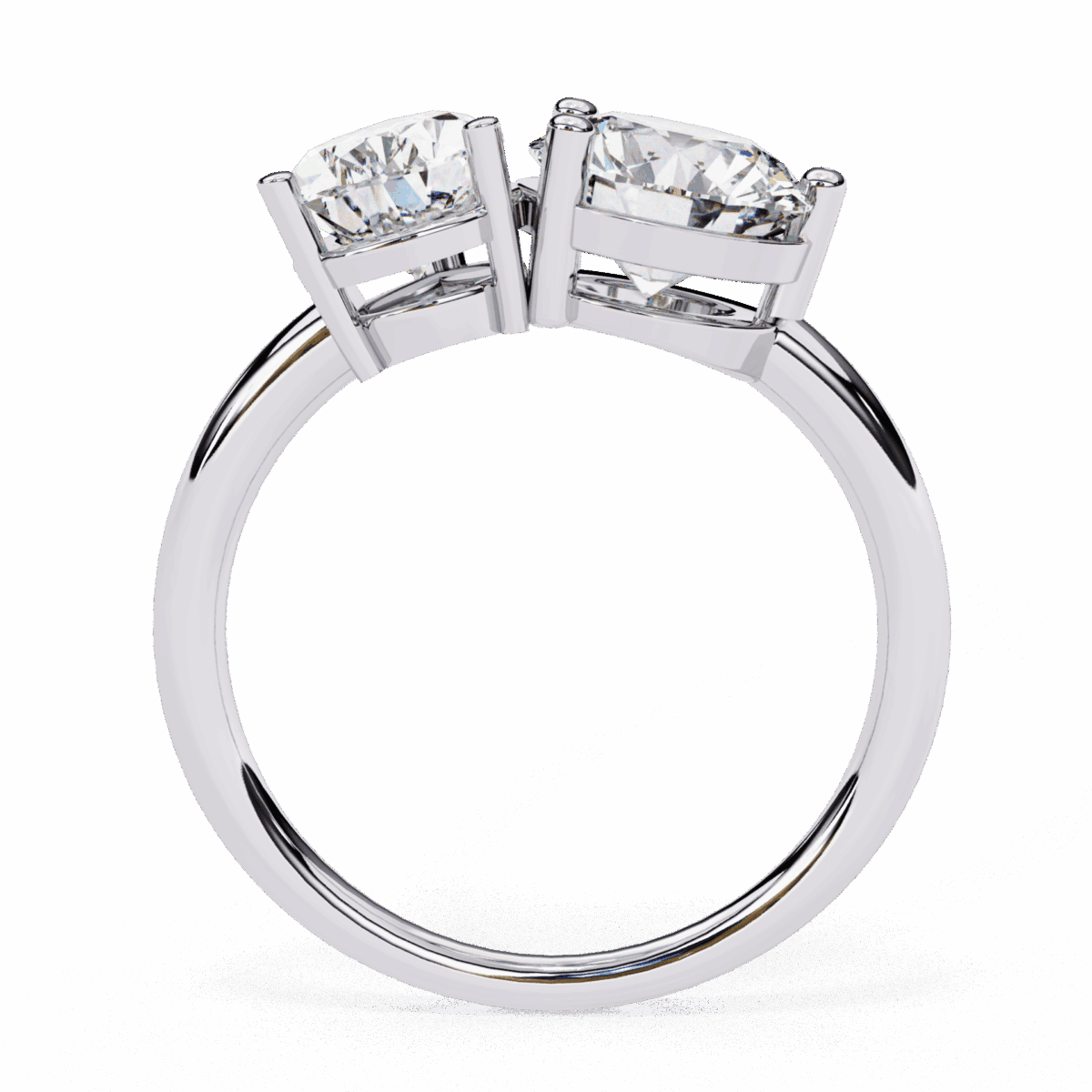 3.75 Carat Pear and Round Cut Toi et Moi Solitaire Ring  Image 3