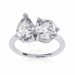 3.75 Carat Pear and Round Cut Toi et Moi Solitaire Ring - Image 4
