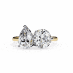 3.75 Carat Pear and Round Cut Toi et Moi Solitaire Ring - Image 5