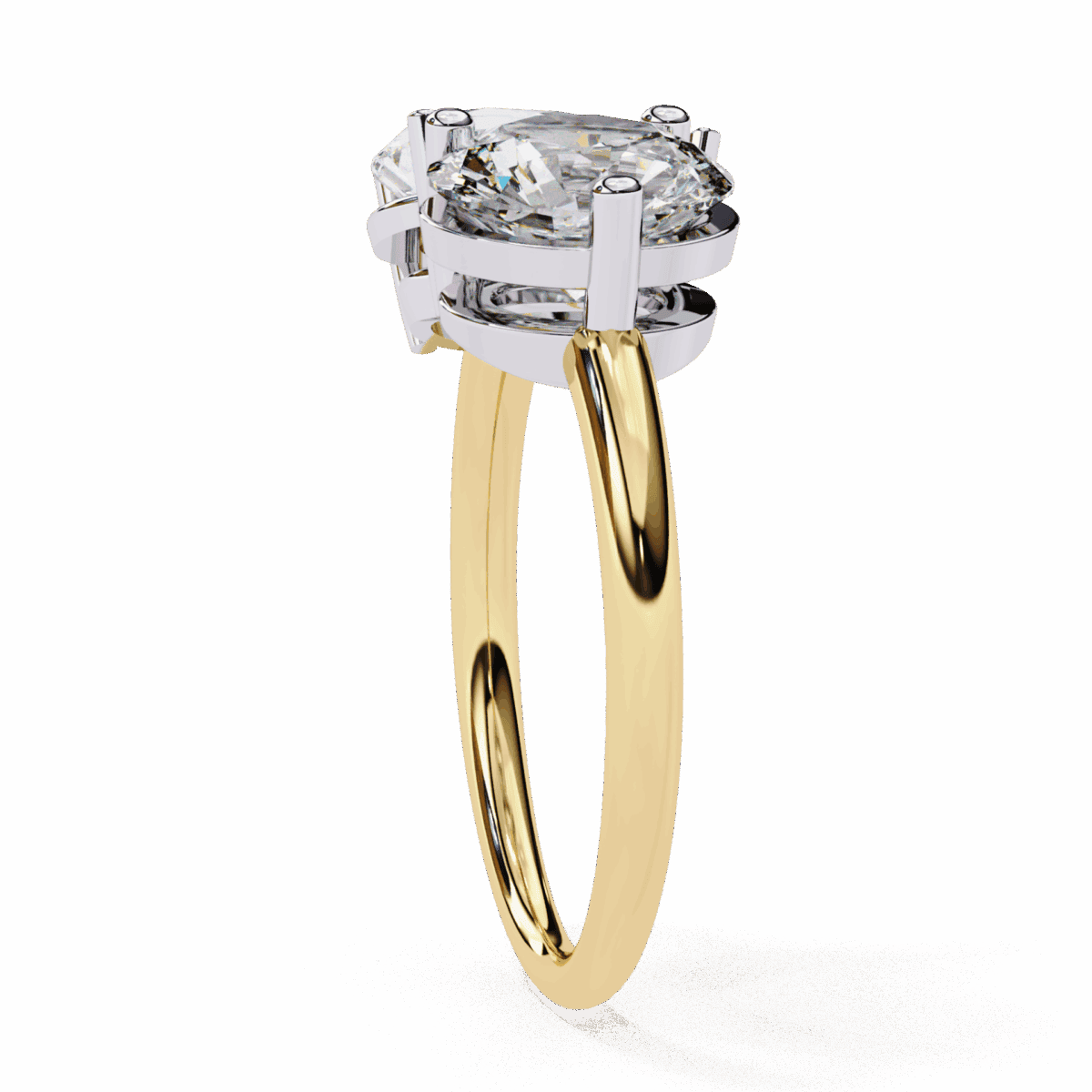3.75 Carat Pear and Round Cut Toi et Moi Solitaire Ring  Image 6