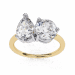 3.75 Carat Pear and Round Cut Toi et Moi Solitaire Ring - Image 8
