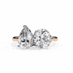 3.75 carat pear and round cut toi et moi solitaire ring in rose gold