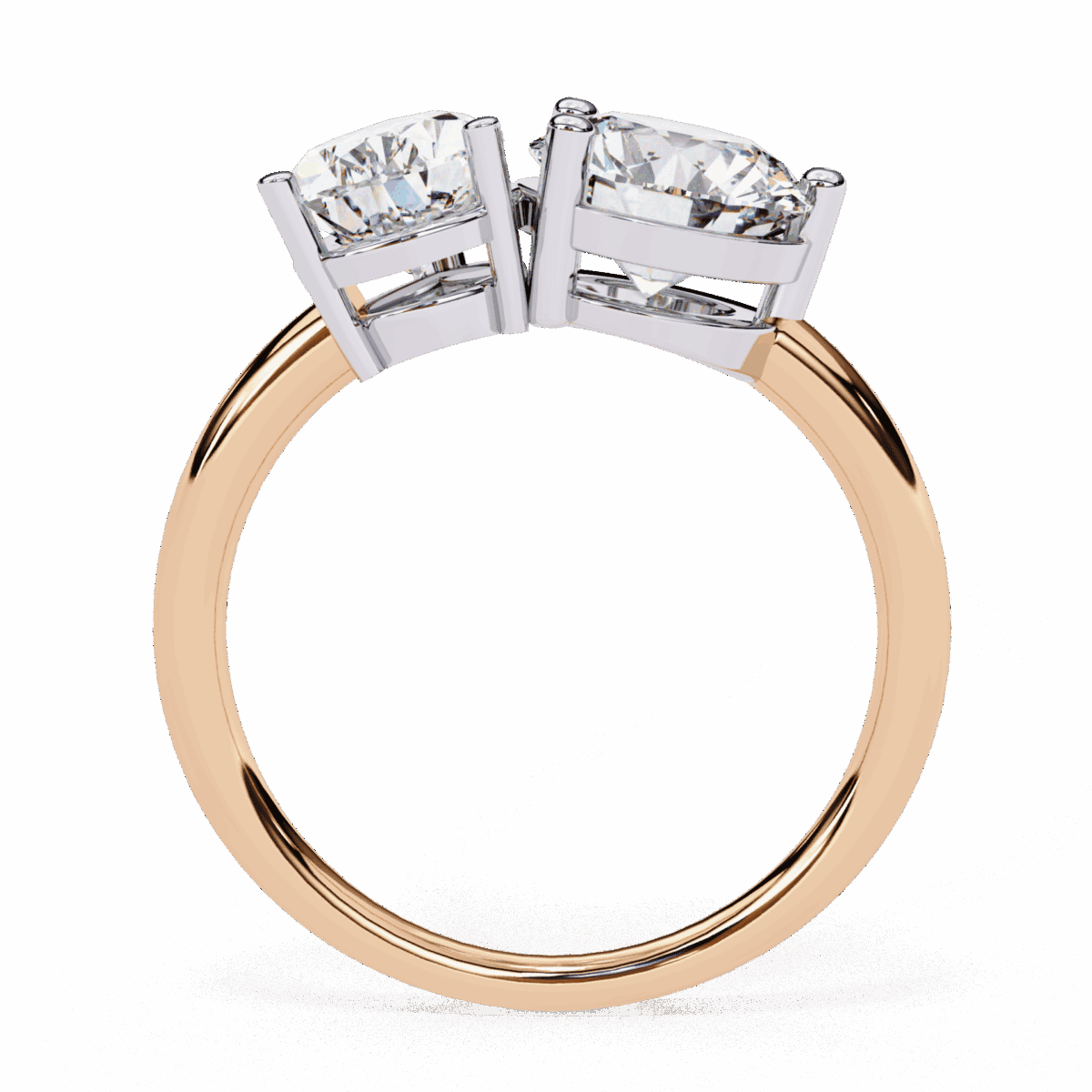 3.75 Carat Pear and Round Cut Toi et Moi Solitaire Ring  Image 11