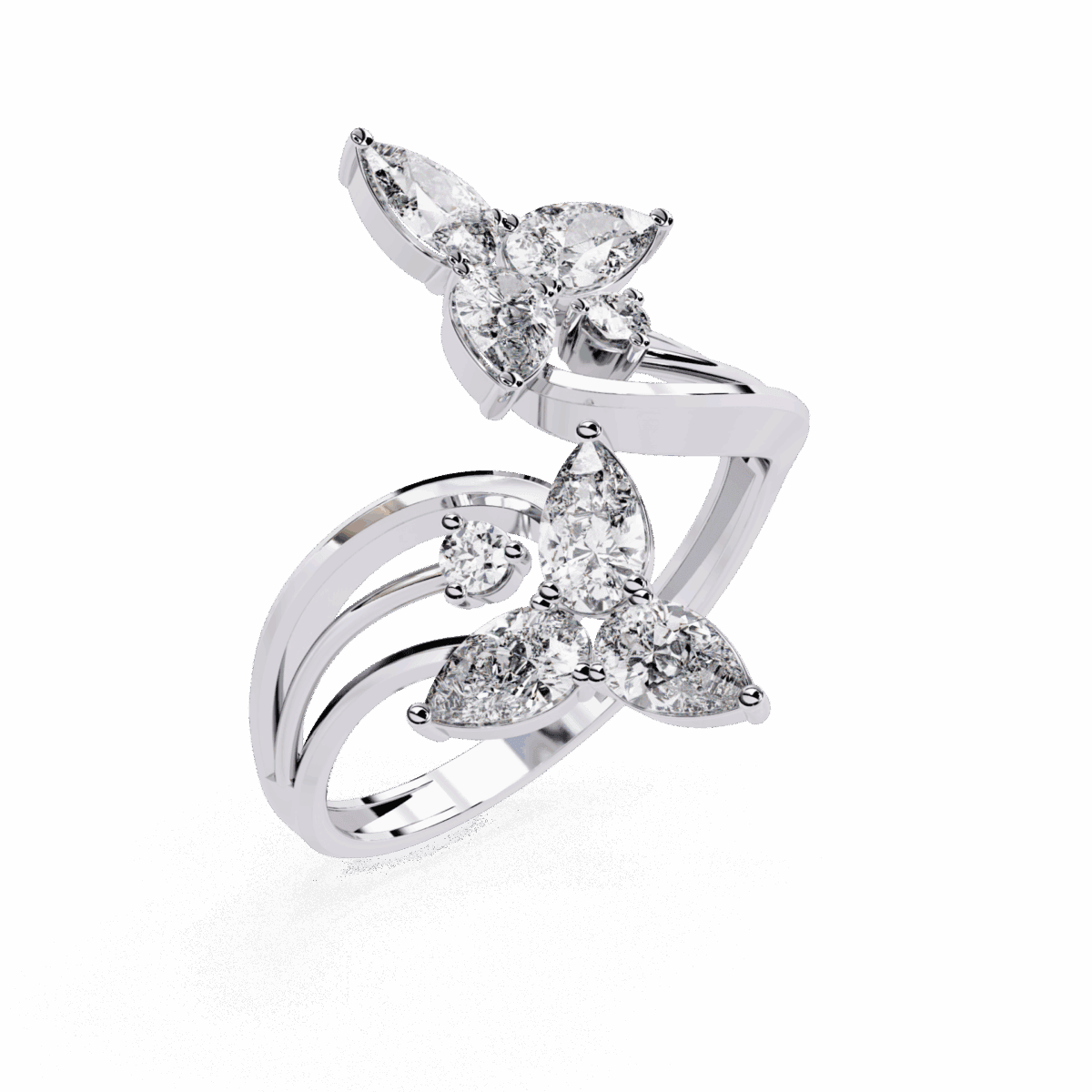 1 Carat Pear and Round Cut Modern Essential Ring  Image 4