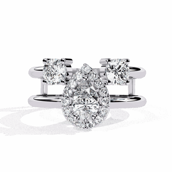 1 Carat Pear Cut Day and Night Ring