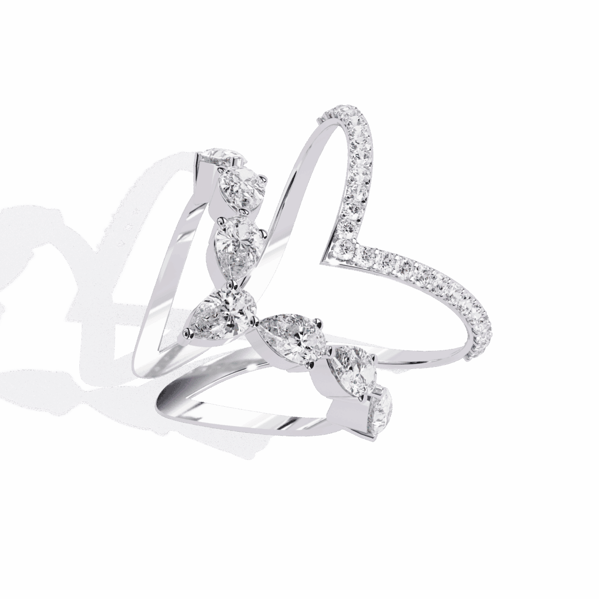 1.5 Carat Pear and Round Cut Modern Essential Ring  Image 2