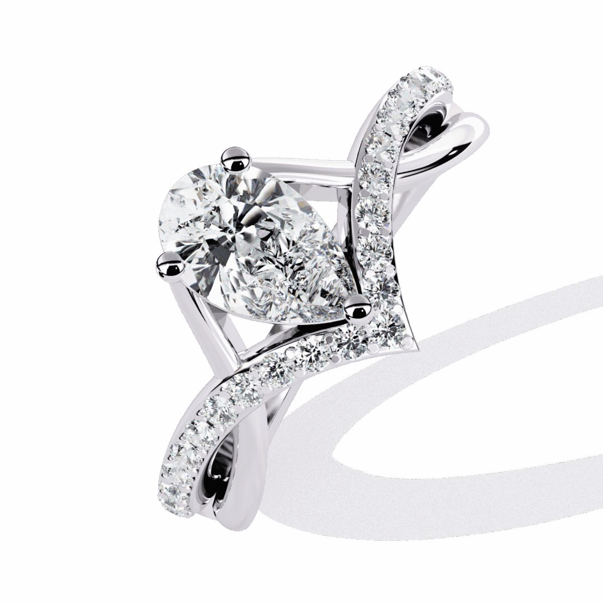 1 Carat Pear Cut Modern Essential Ring  Image 2