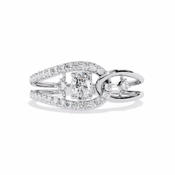 0.35 Carat Oval and Round Cut Day and Night Ring