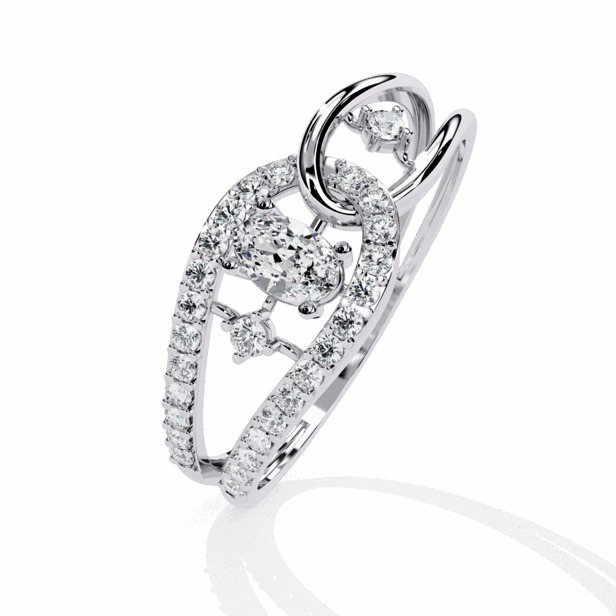 0.35 Carat Oval and Round Cut Day and Night Ring  Image 2