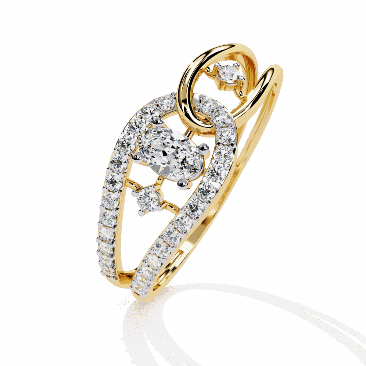 0.35 Carat Oval and Round Cut Day and Night Ring  Image 6