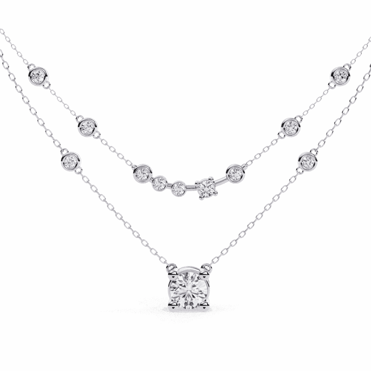 0.4 Carat Double Chain Solitaire Diamond Necklace  Image 1