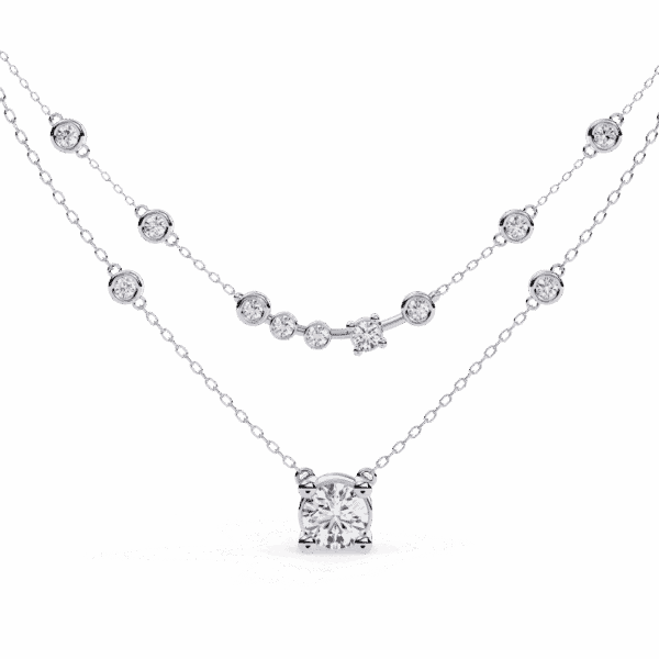 0.4 Carat Double Chain Solitaire Diamond Necklace