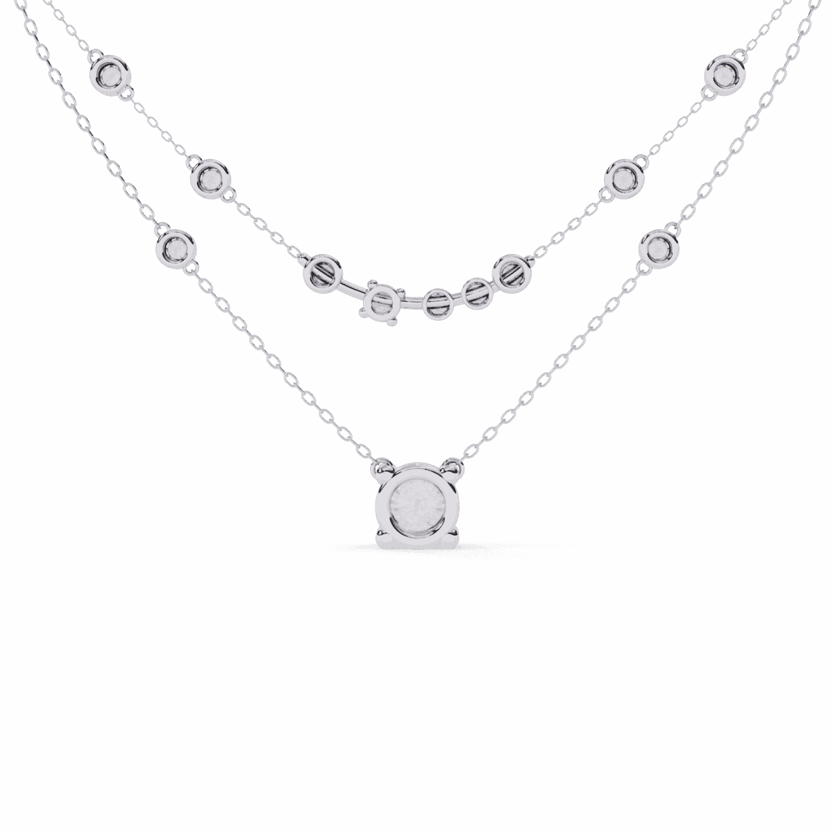 0.4 Carat Double Chain Solitaire Diamond Necklace  Image 2