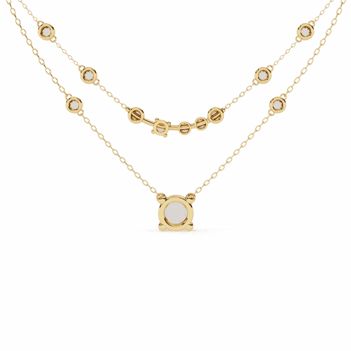 0.4 Carat Double Chain Solitaire Diamond Necklace  Image 5