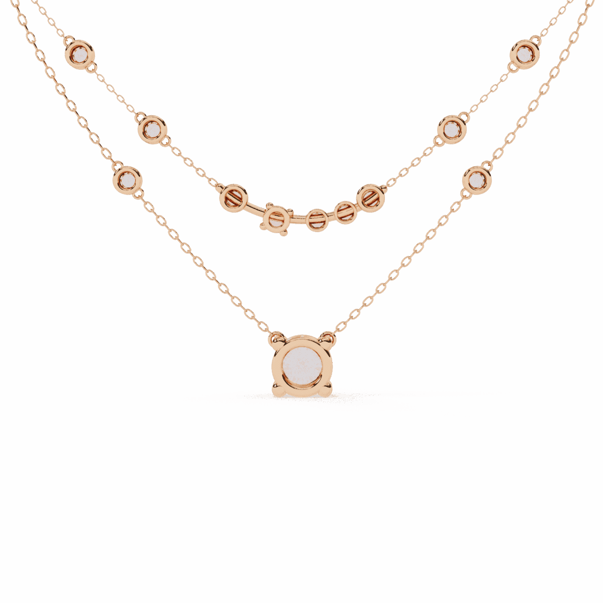 0.4 Carat Double Chain Solitaire Diamond Necklace  Image 7
