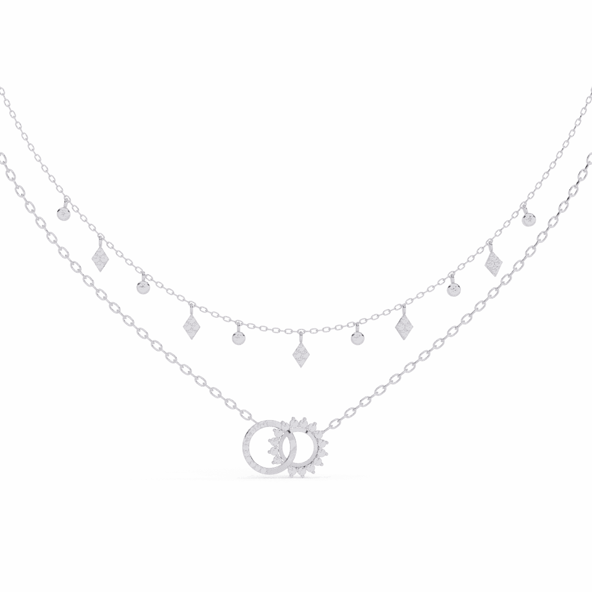 0.3 Carat Layered Halo Diamond Necklace  Image 1
