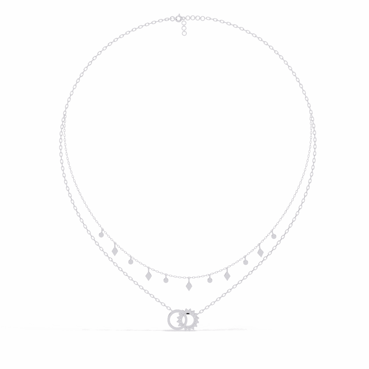 0.3 Carat Layered Halo Diamond Necklace  Image 2