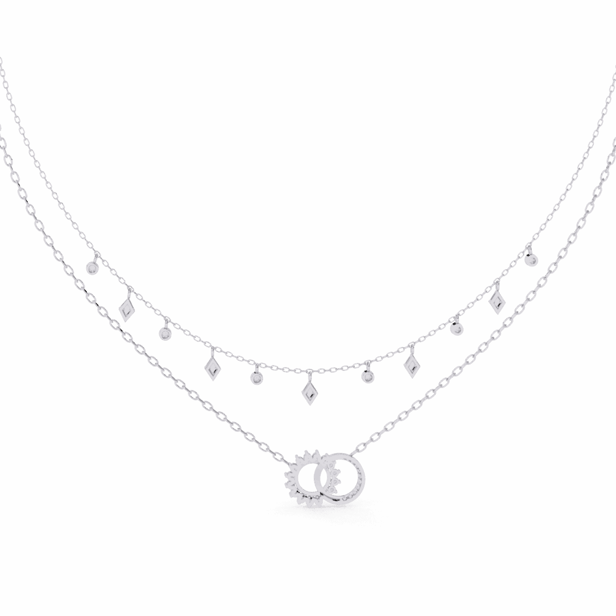 0.3 Carat Layered Halo Diamond Necklace  Image 3
